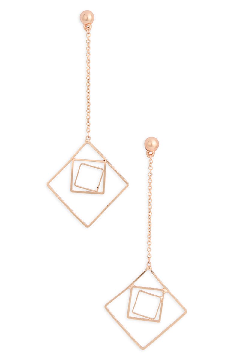 Karine Sultan Geometric Drop Earrings, Main, color, Rose Gold