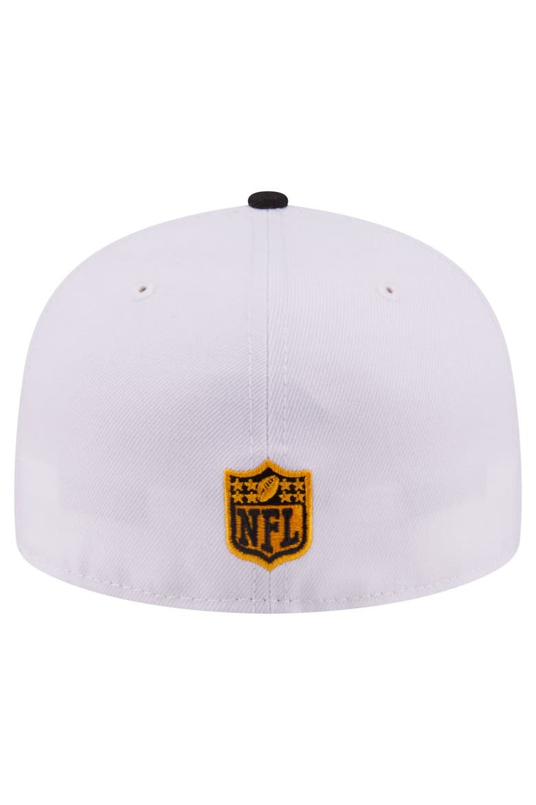 Men's New Era White/Black Pittsburgh Steelers Retro Swoop 59FIFTY Fitted Hat, Alternate, color, White