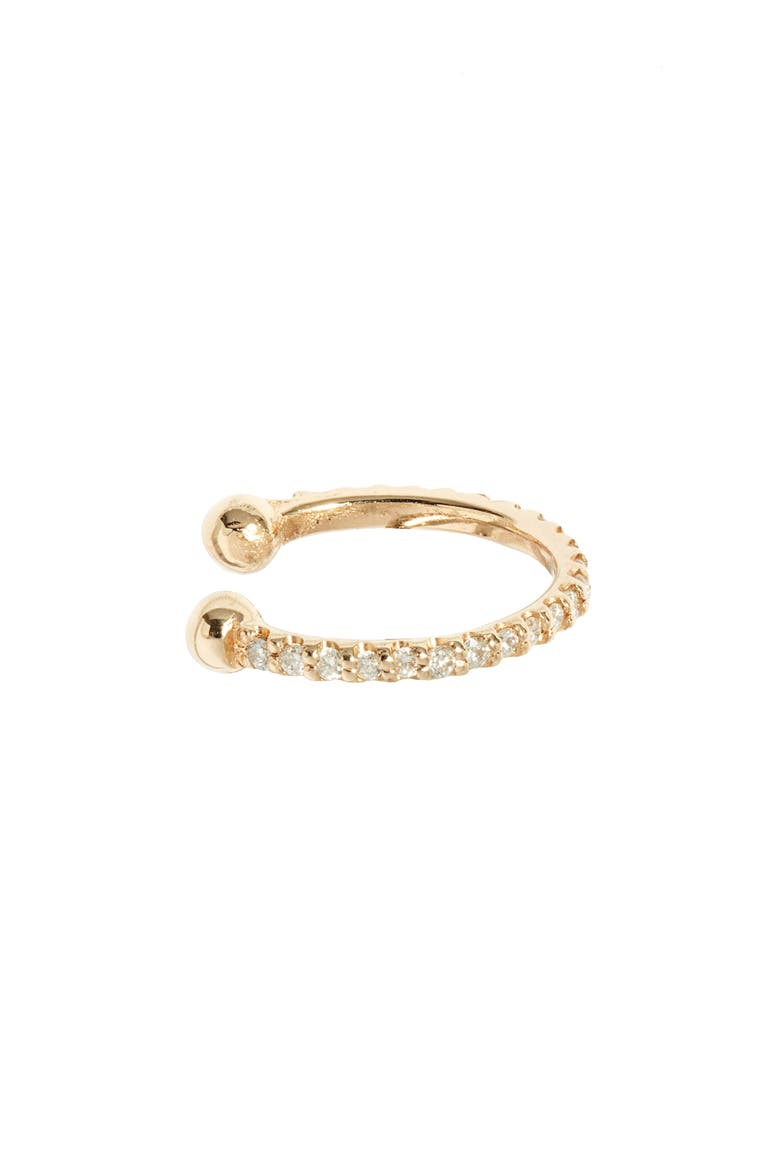 Single Pavé Diamond Ear Cuff, Alternate, color, YELLOW GOLD
