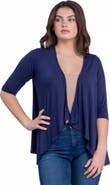 24seven Comfort Apparel Petites Elbow Length Sleeve Open Cardigan