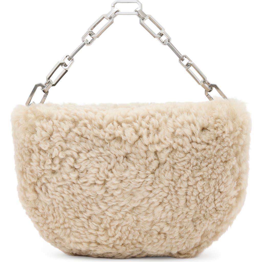 Allsaints Madea Mini Genuine Shearling Clutch Bag In Brown
