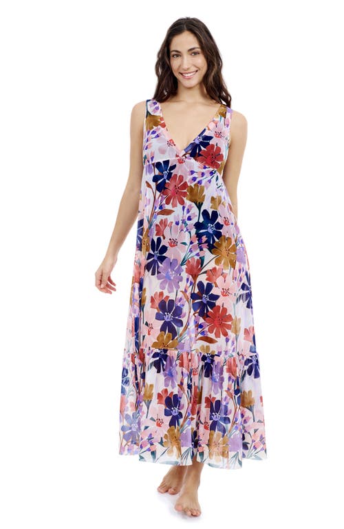 Profile By Gottex Melody V-neck Maxi Mesh Dress In Multi