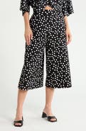 Renee C Polka Dot Wide Leg Capri Pants