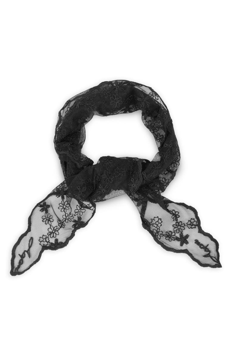 SAACHI Floral Lace Bandana, Alternate, color, Black