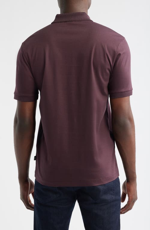 Hugo Boss Boss Phillipson Mercerized Cotton Polo In Burgundy