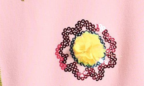 Flapdoodles Kids' Sequin Embroidered Cinched Top In Pink