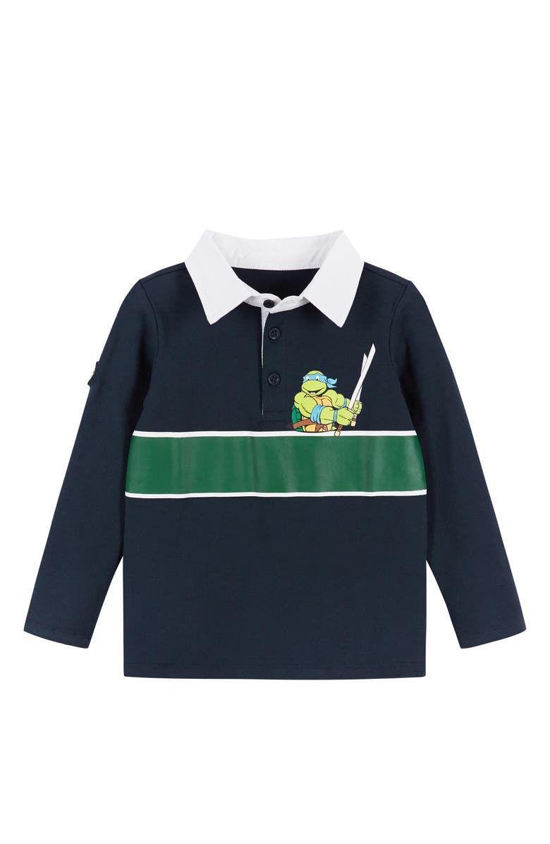Andy & Evan x Teenage Mutant Ninja Turtles<sup>®</sup> Leo Rugby Stripe Polo, Main, color,
