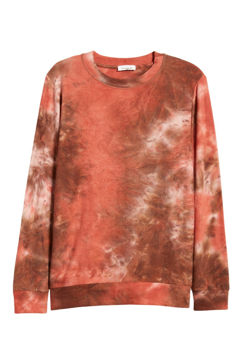 Tie Dye Long Sleeve Hacci Knit Top, Alternate, color, CINNAMON