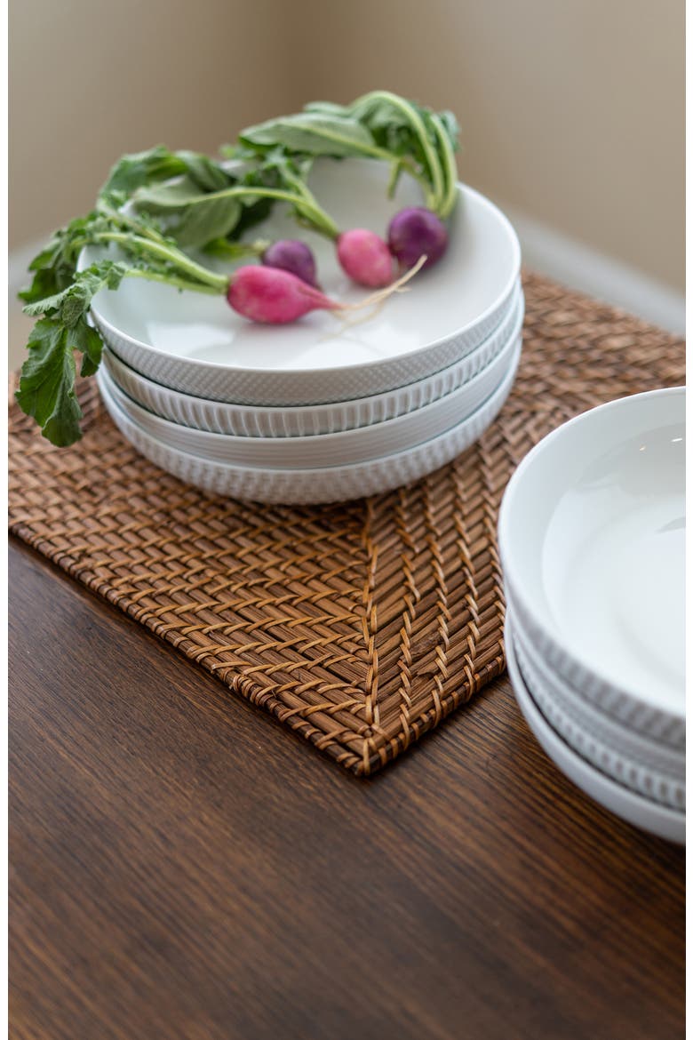 Set of 4 Textured Dinner Bowls, Alternate, color, WHITE