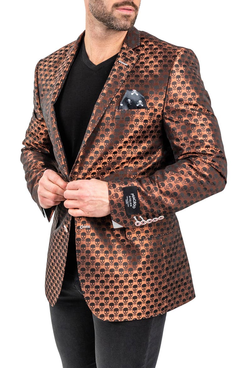 Skull Repeat Sport Coat, Alternate, color, ORANGE