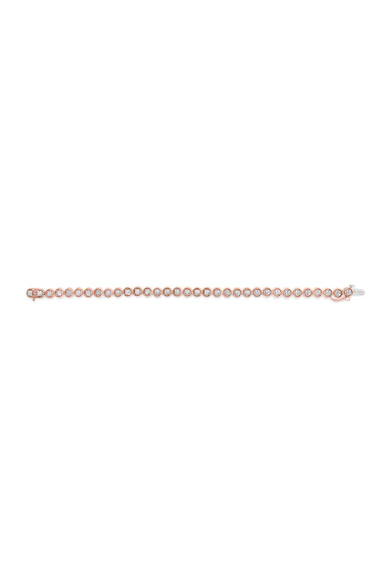Silver 1/10 Cttw Diamond Open Circle Beaded Wheel Link Tennis Bracelet, Alternate, color, Rose