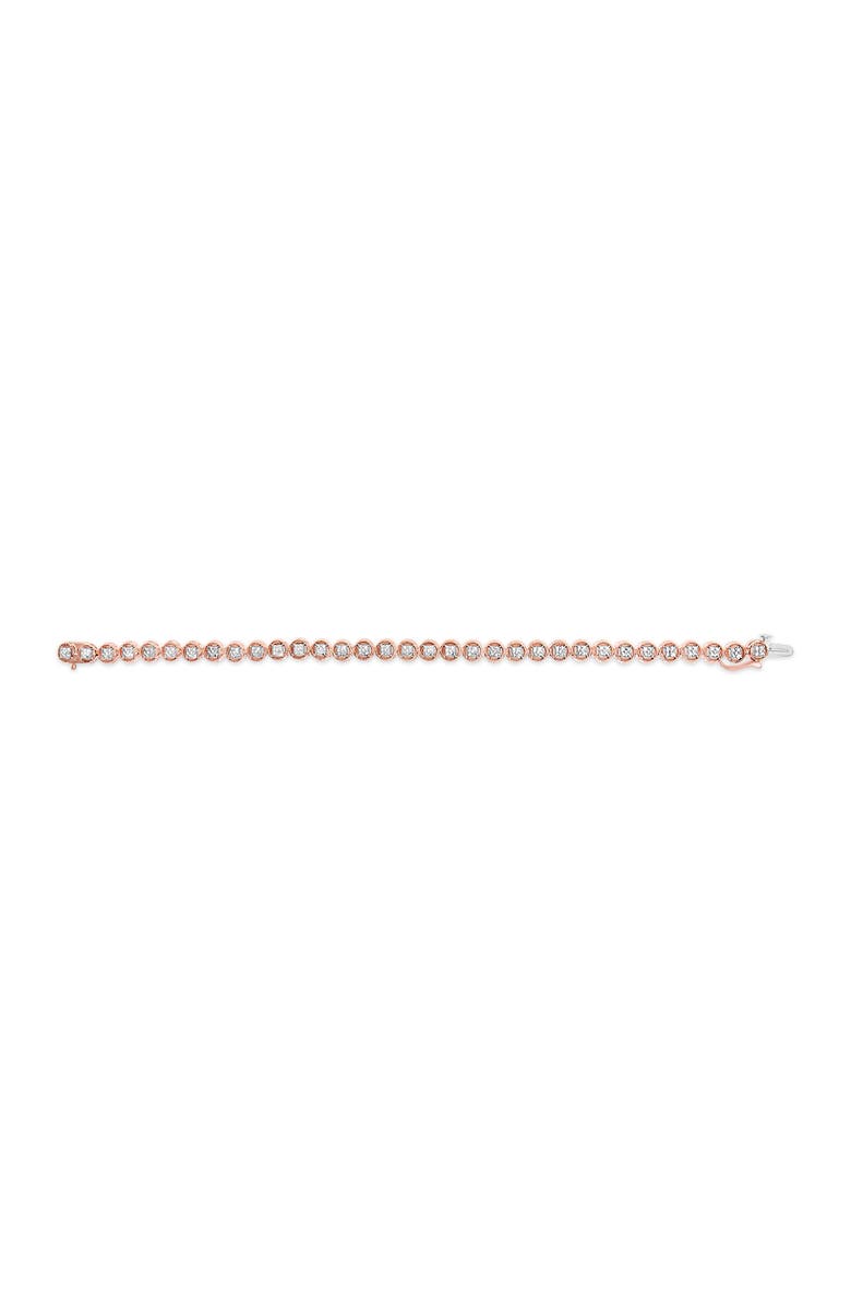 Haus of Brilliance Silver 1/10 Cttw Diamond Open Circle Beaded Wheel Link Tennis Bracelet, Alternate, color, Rose