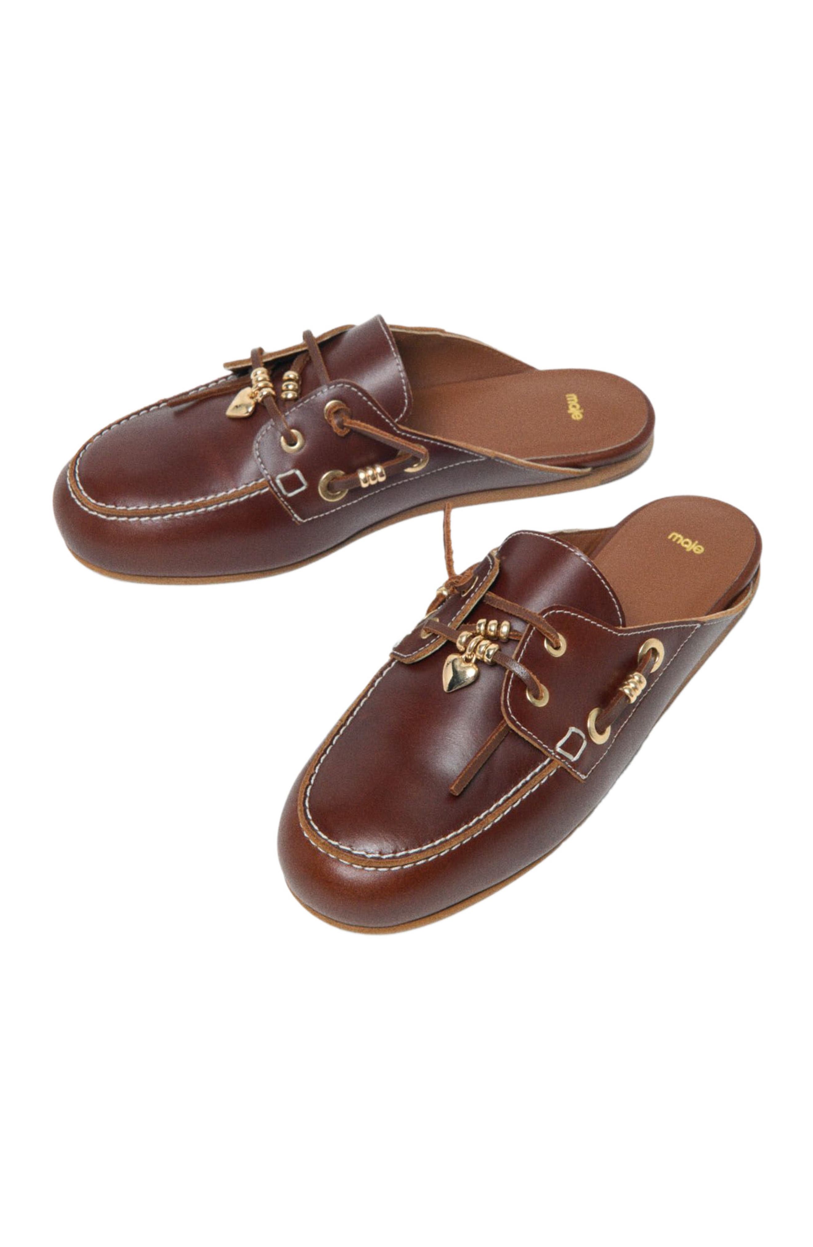 maje Leather boat mules, Alternate, color, Cognac Brown