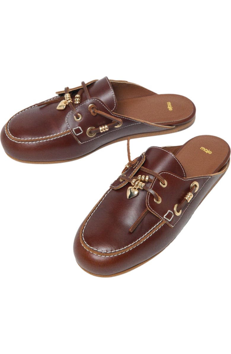 maje Leather boat mules, Alternate, color, Cognac Brown