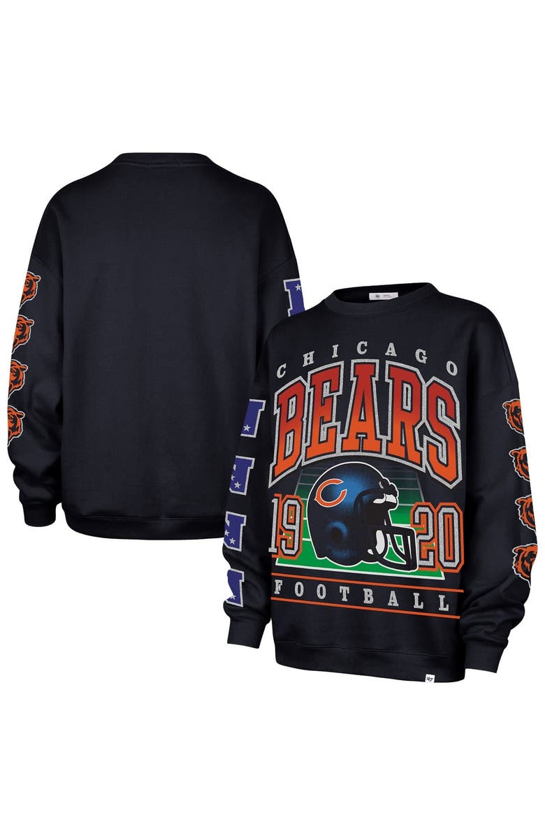 '47 Women's '47 Navy Chicago Bears Go Big Oversized Pullover Sweatshirt, Main, color, Navy
