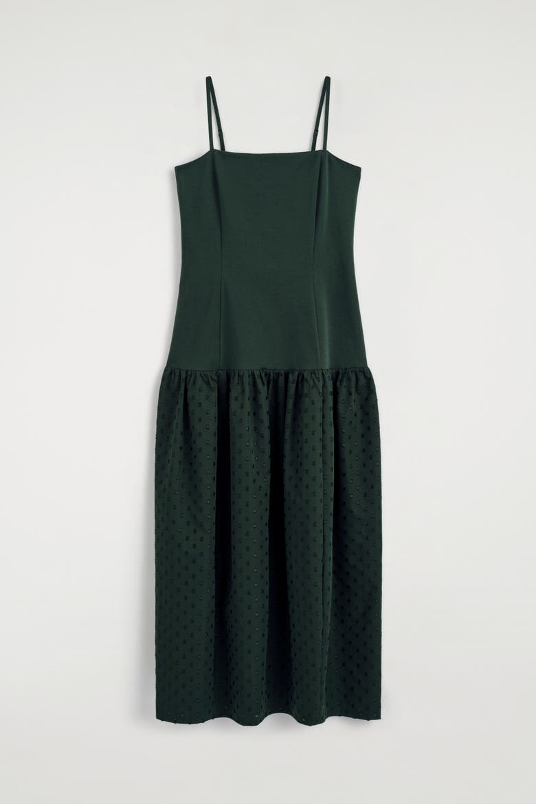 Polka-dot Sculpted Dropped-waist Dress, Alternate, color, GREEN / POLKA DOT