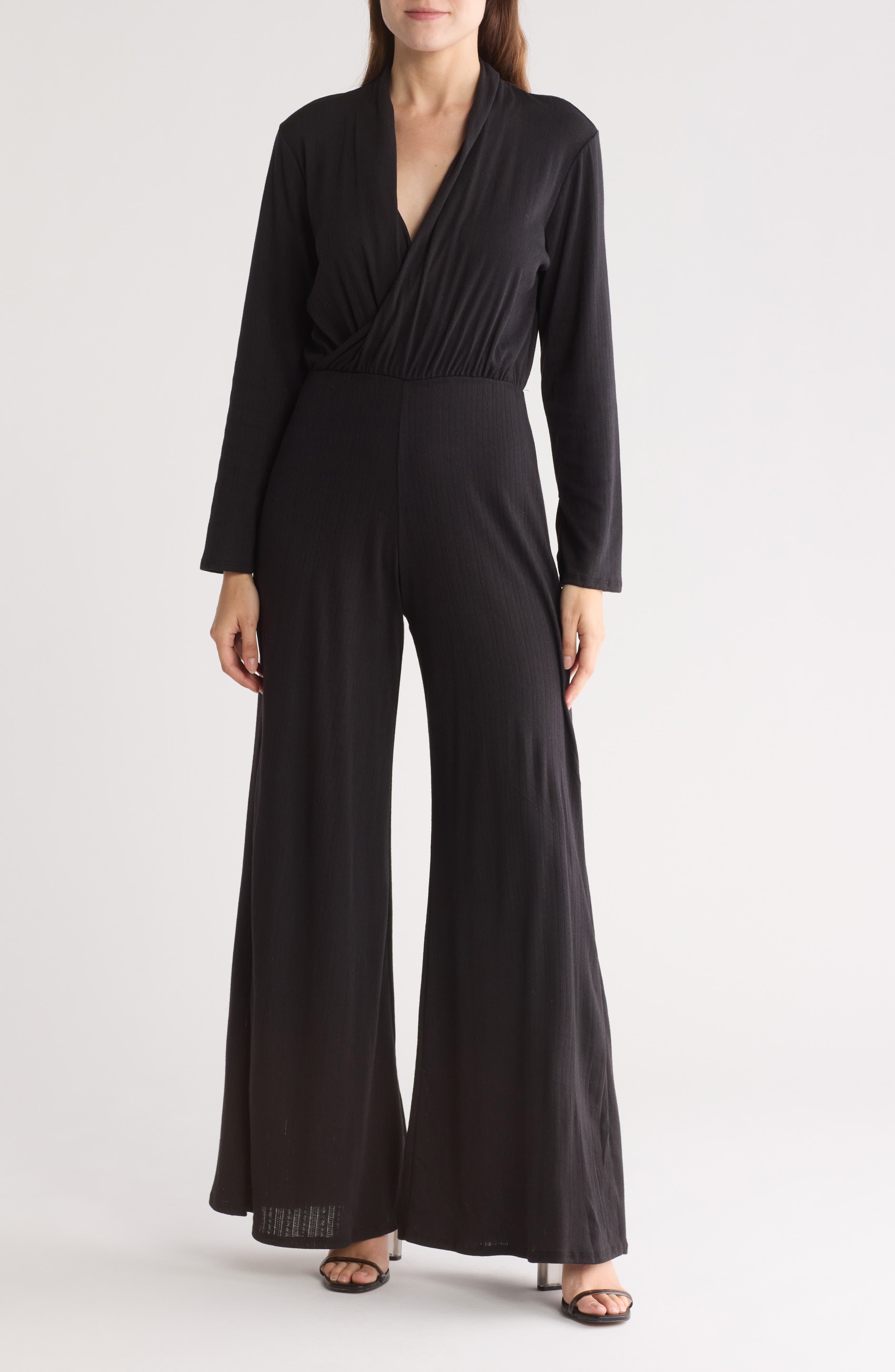 GO COUTURE Surplice V-Neck Long Sleeve Jumpsuit