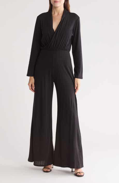 GO COUTURE Surplice V-Neck Long Sleeve Jumpsuit