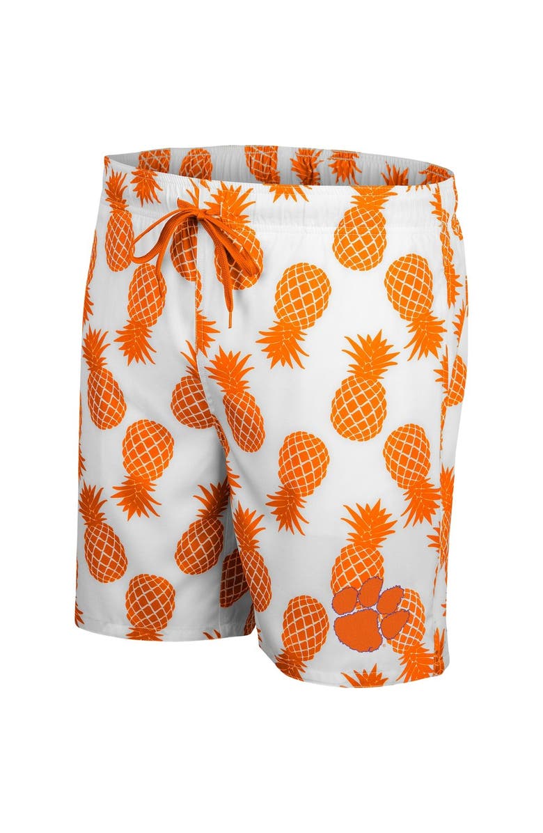 COLOSSEUM Men's Colosseum White/Orange Clemson Tigers Pineapple Swim Shorts, Alternate, color, White