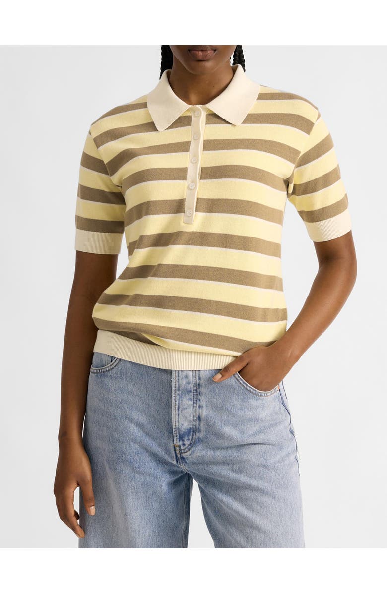 Albaray Stripe Short Sleeve Polo Shirt, Alternate, color, Lemon