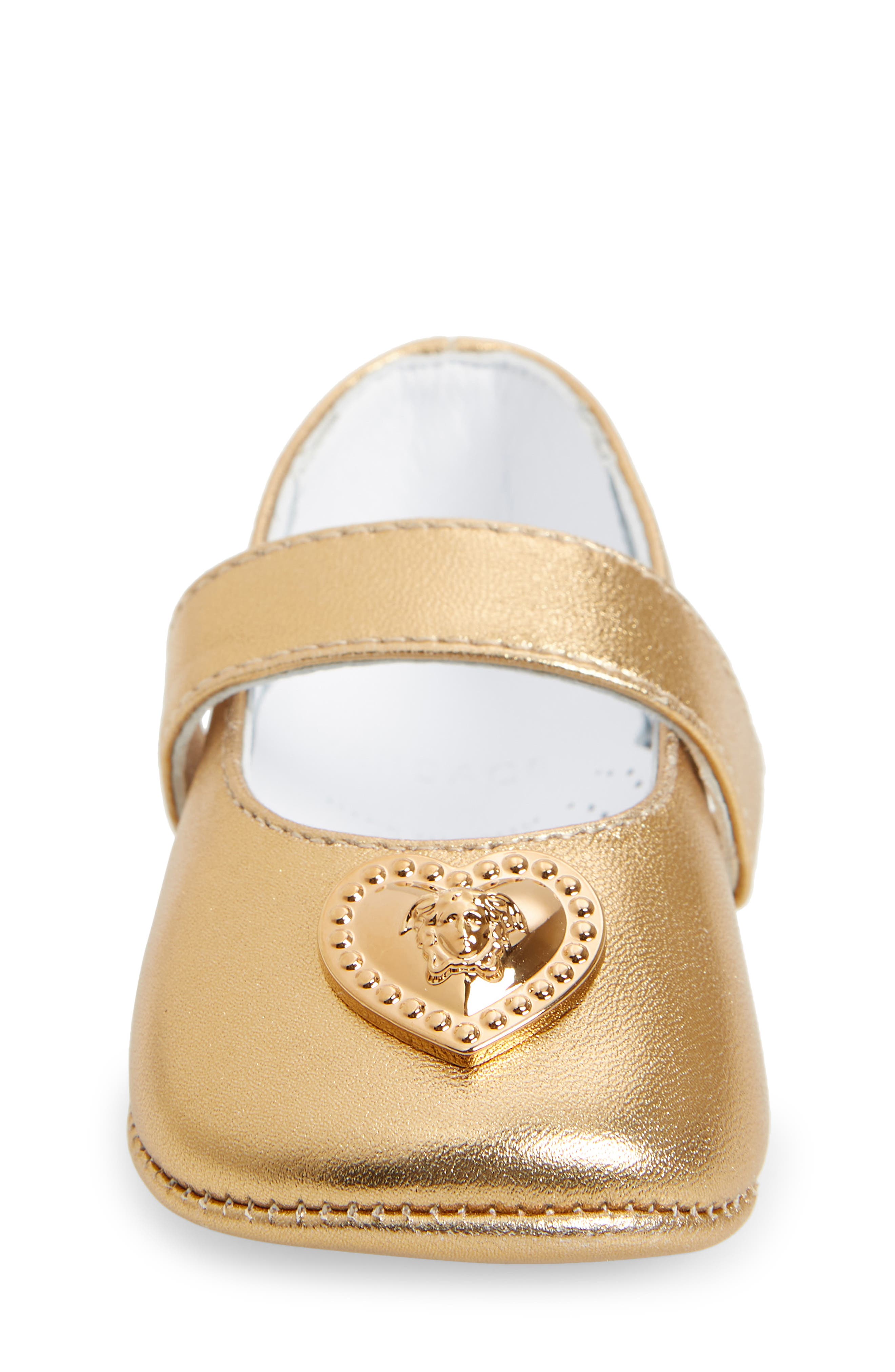 Versace Heart Medusa Mary Jane Ballet Crib Shoe, Alternate, color, 