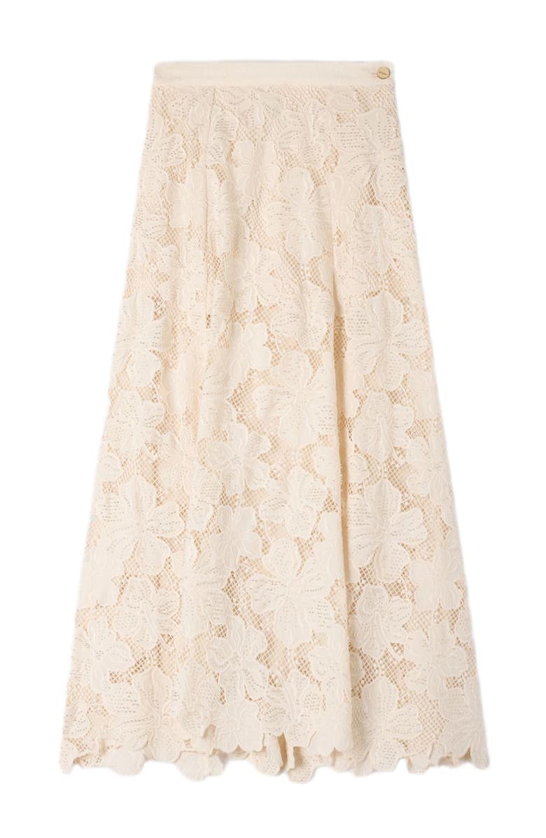 SANDRO Long guipure skirt, Alternate, color, Ecru