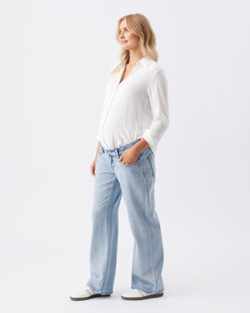 Ripe Maternity Billie Light Wash Elastic Waist Jeans For Maternity Comfort In Blue