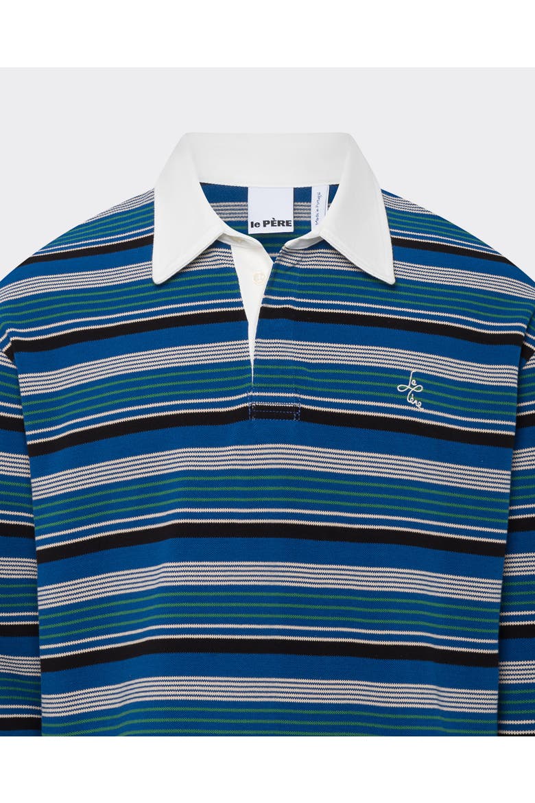 Long-Sleeve Rugby Polo, Alternate, color, Blue Multi Stripe