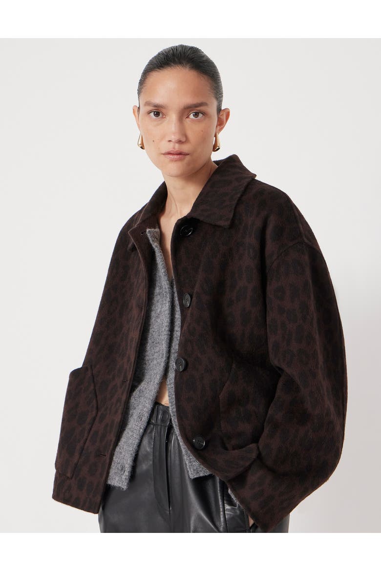 Pure Wool Double Faced Jacket, Main, color, Brown Leopard