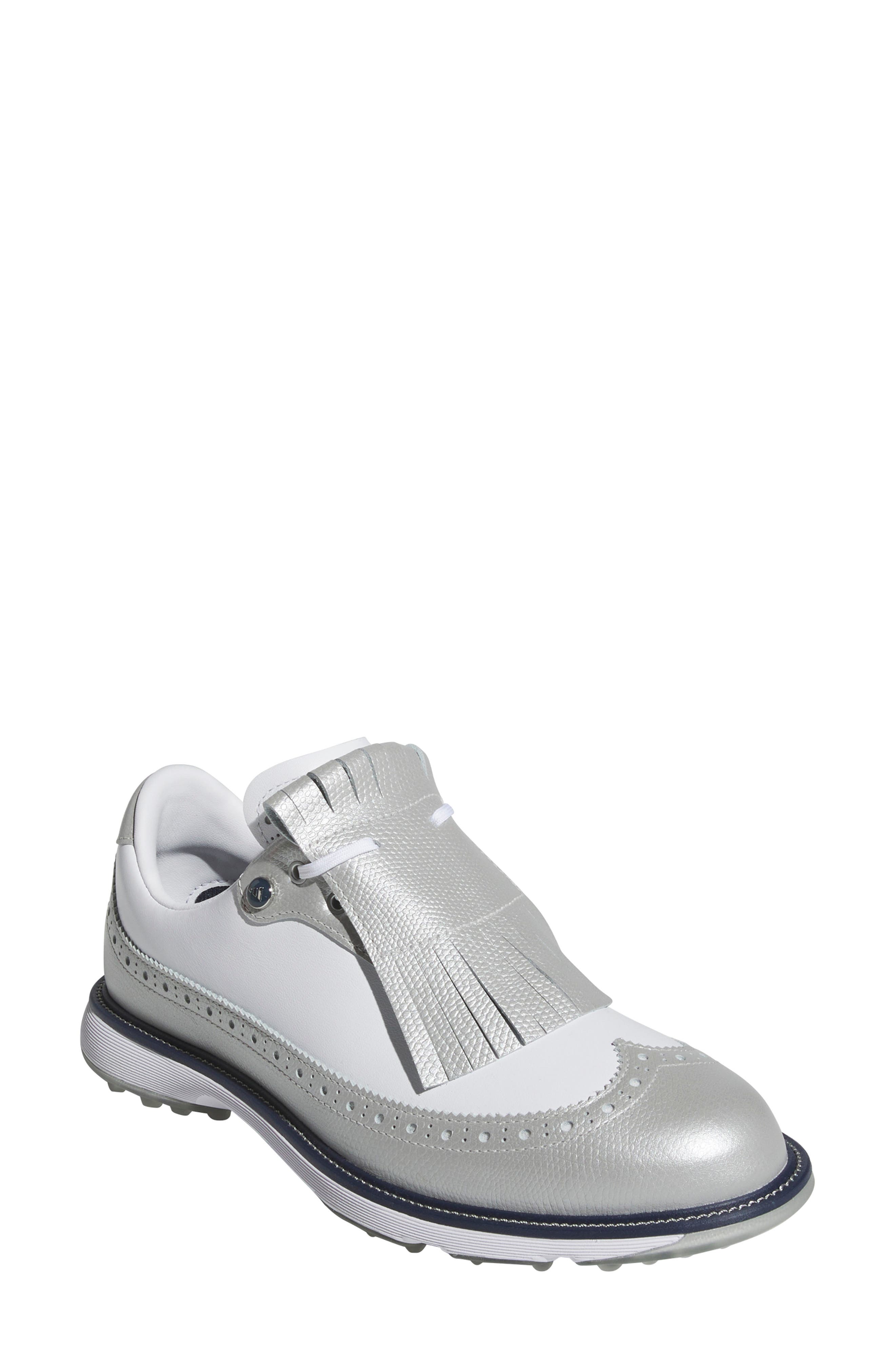 adidas MC Zoysia Spikeless Waterproof Golf Shoe, Main, color, White/ Wonder Blue/Navy