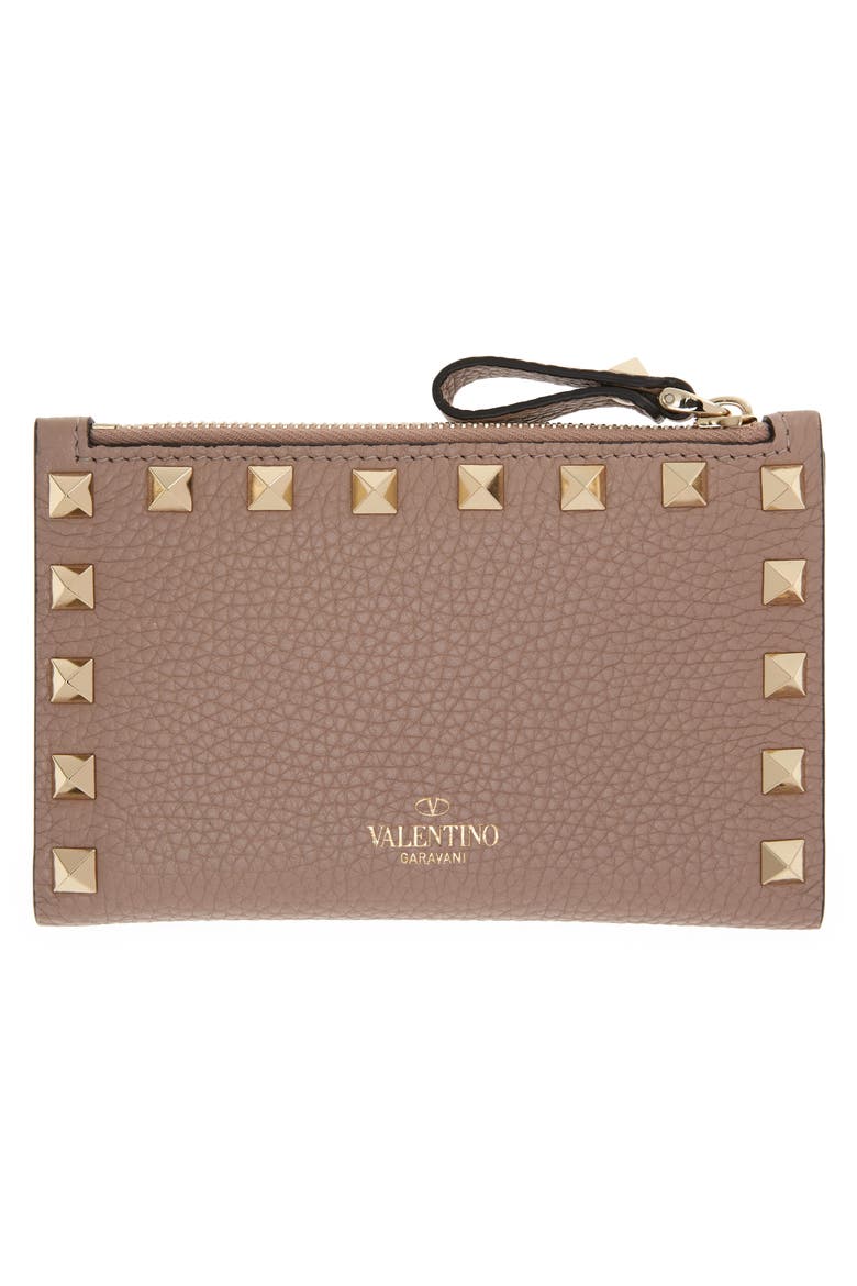 Rockstud Zip Coin & Card Pouch, Alternate, color, POUDRE
