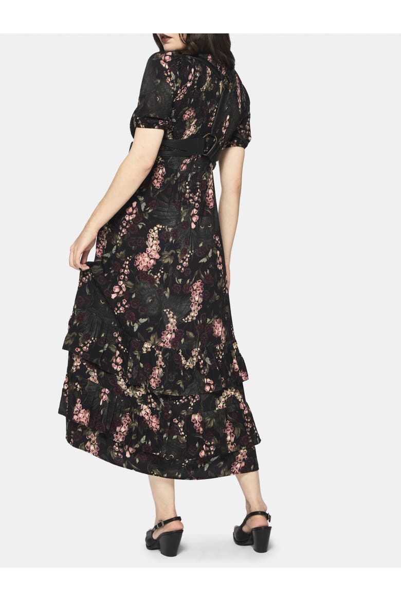 Noctua Owl Foxglove Tiered Midaxi Dress, Alternate, color, Black
