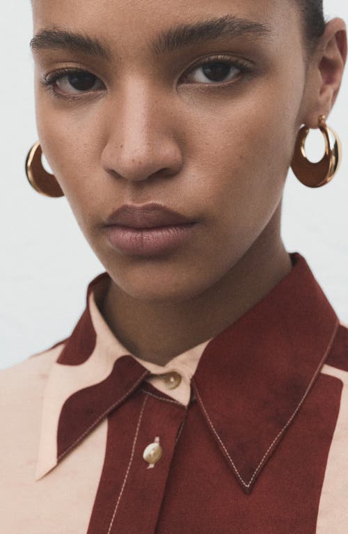 Mango Geo Print Button-up Shirt In Brown