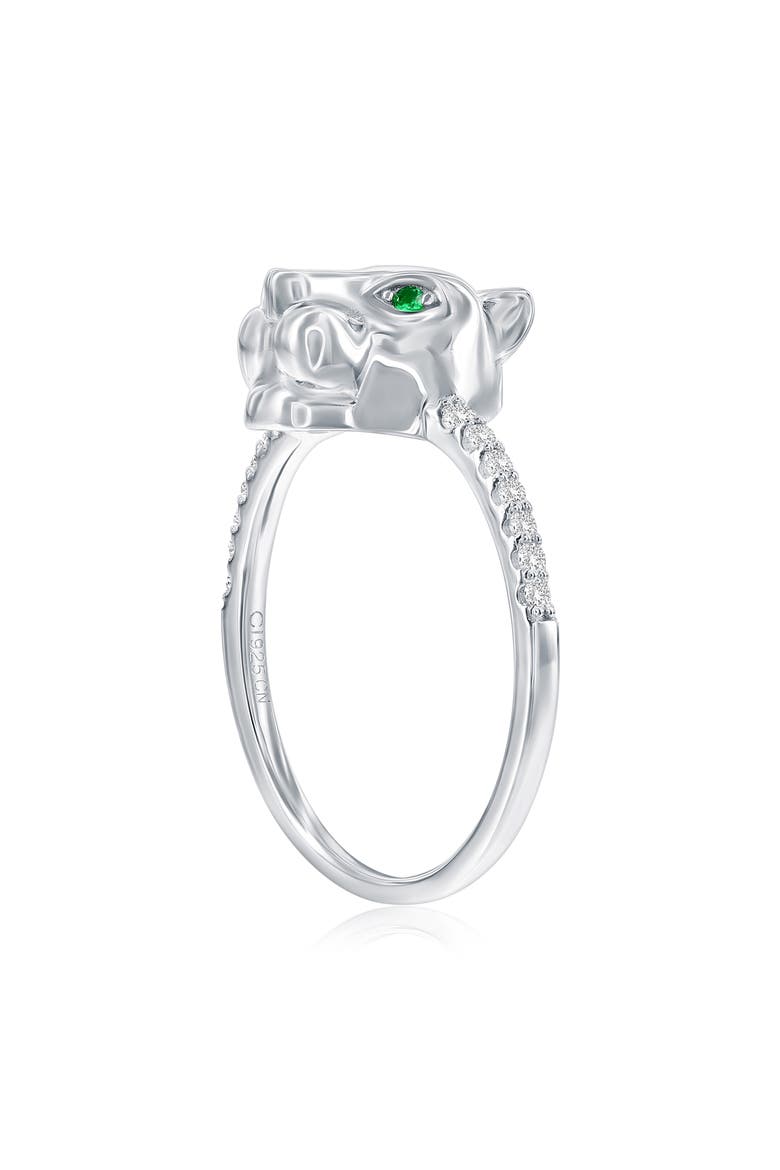 Panther Sterling Silver Cubic Zirconia Ring, Alternate, color, GREEN/ SILVER