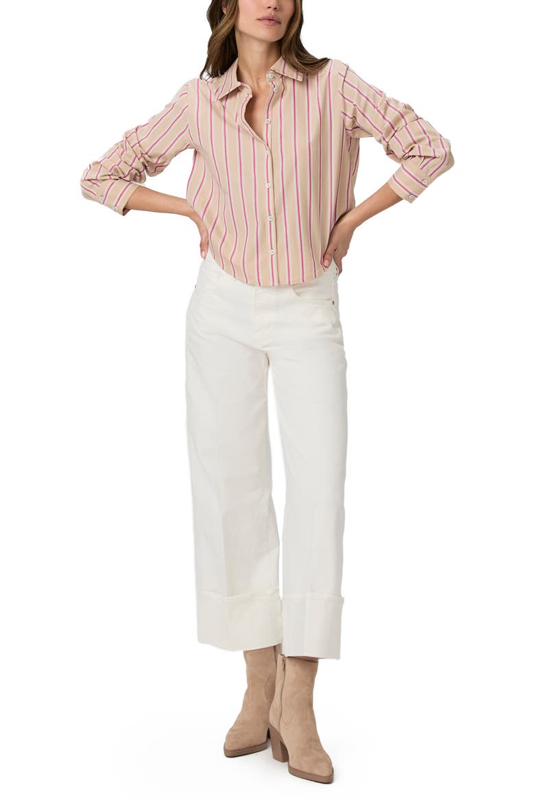 Doreen Stripe Crop Shirt, Alternate, color, CHAMPAGNE MULTI