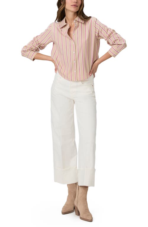 Paige Doreen Stripe Crop Shirt In Champagne Multi