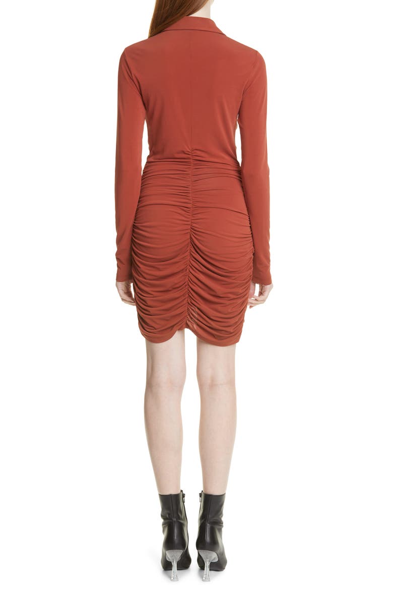 Larsen Ruched Long Sleeve Minidress, Alternate, color, BRANDY BROWN