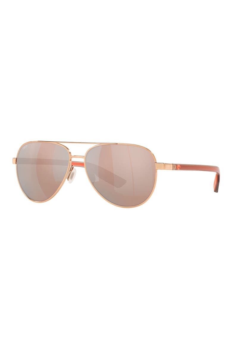 57mm Peli Polarized Pilot Sunglasses, Alternate, color, ROSE GOLD / COPPER SILVER 580P