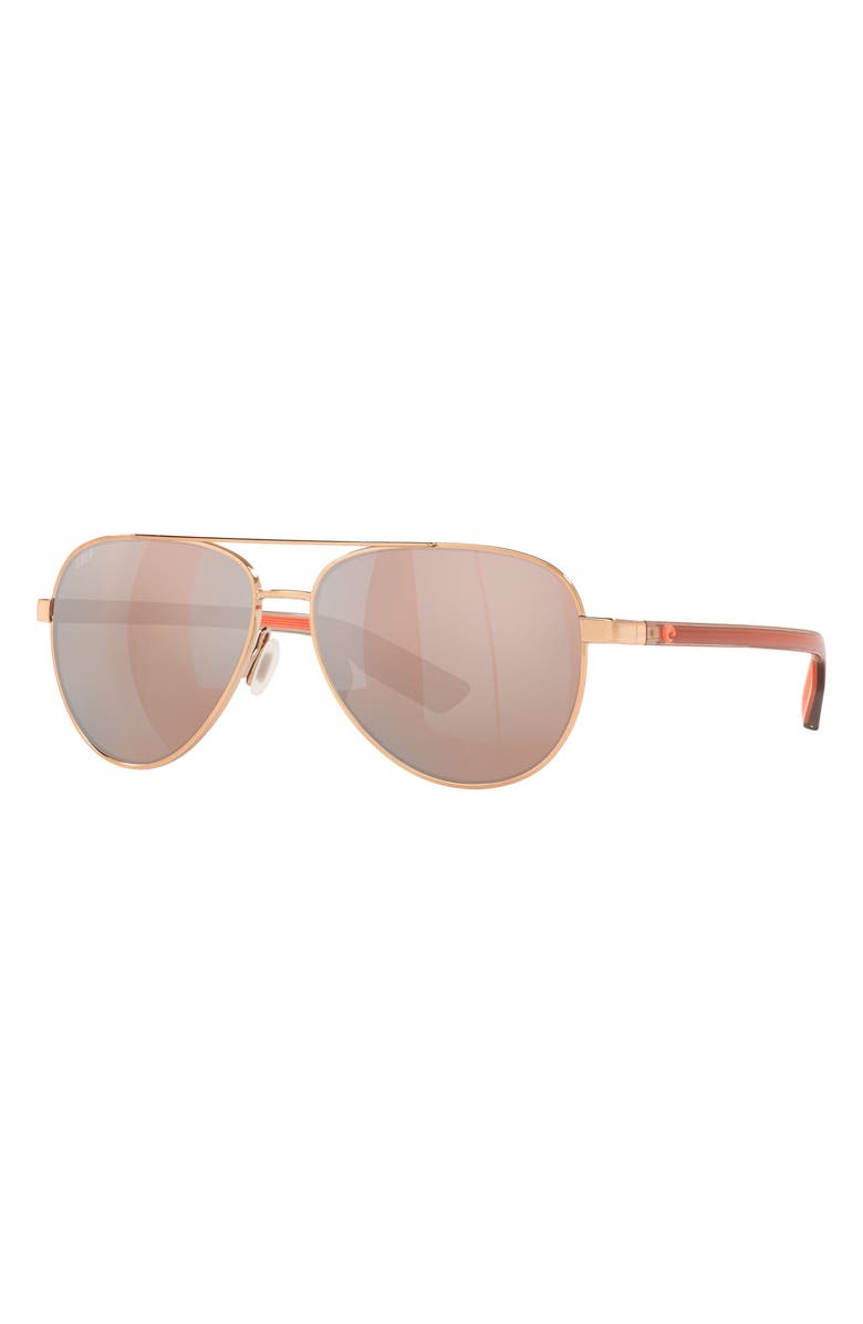 Costa Del Mar 57mm Peli Polarized Pilot Sunglasses, Alternate, color, Rose Gold / Copper Silver 580P