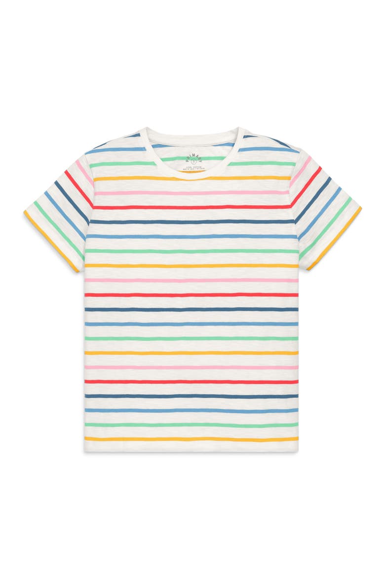 Women's Fit Rainbow Stripe Easy Tee, Alternate, color, Ivory Rainbow Sunrise Stripe