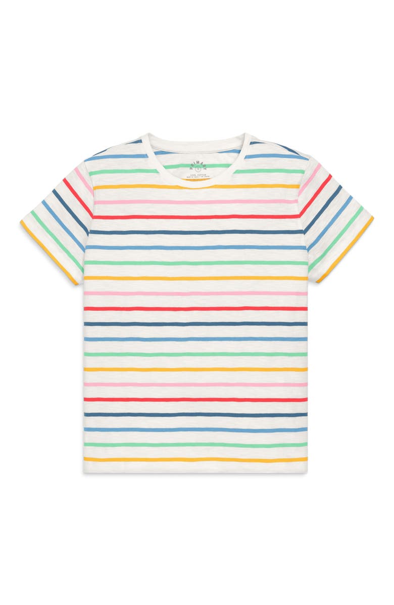 Primary Women's Fit Rainbow Stripe Easy Tee, Alternate, color, Ivory Rainbow Sunrise Stripe