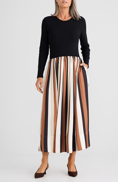 Daphne Stripe Long Sleeve Maxi Dress
