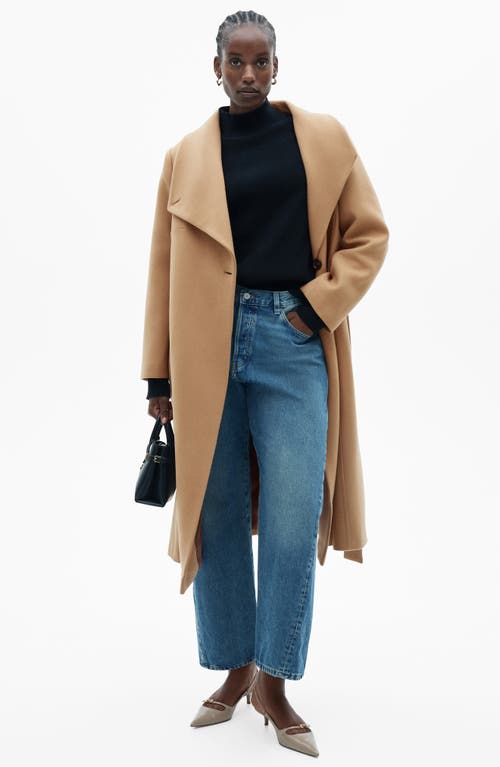 Shop Mango Wool Blend Coat In Medium Brown