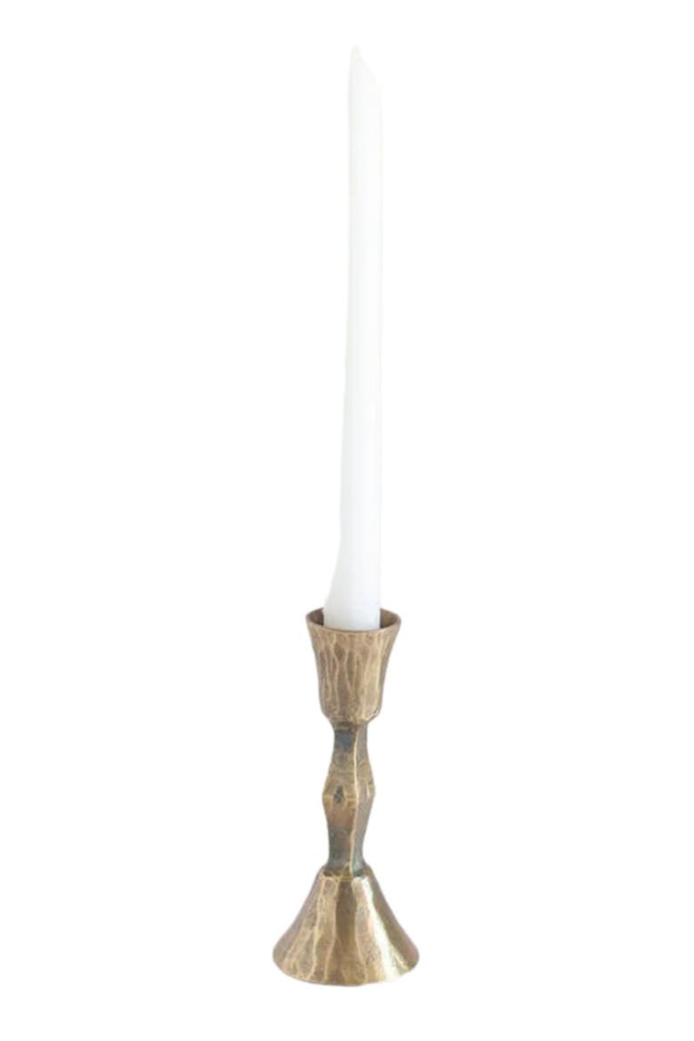 Low Diamond Hand-Forged Iron Candle Stand - Set of 2, Main, color, Brass