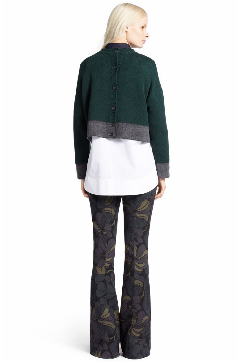 Button Back Cashmere Blend Sweater, Alternate, color, CYPRESS/ GREY