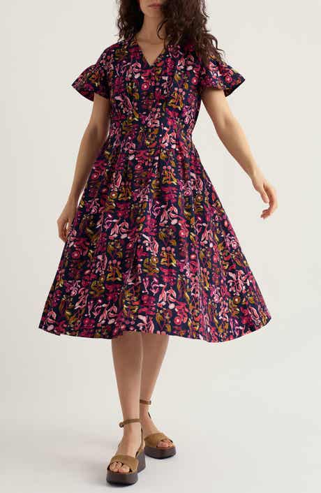 Kerthen Woods Floral Organic Cotton Button-Up Midi Dress