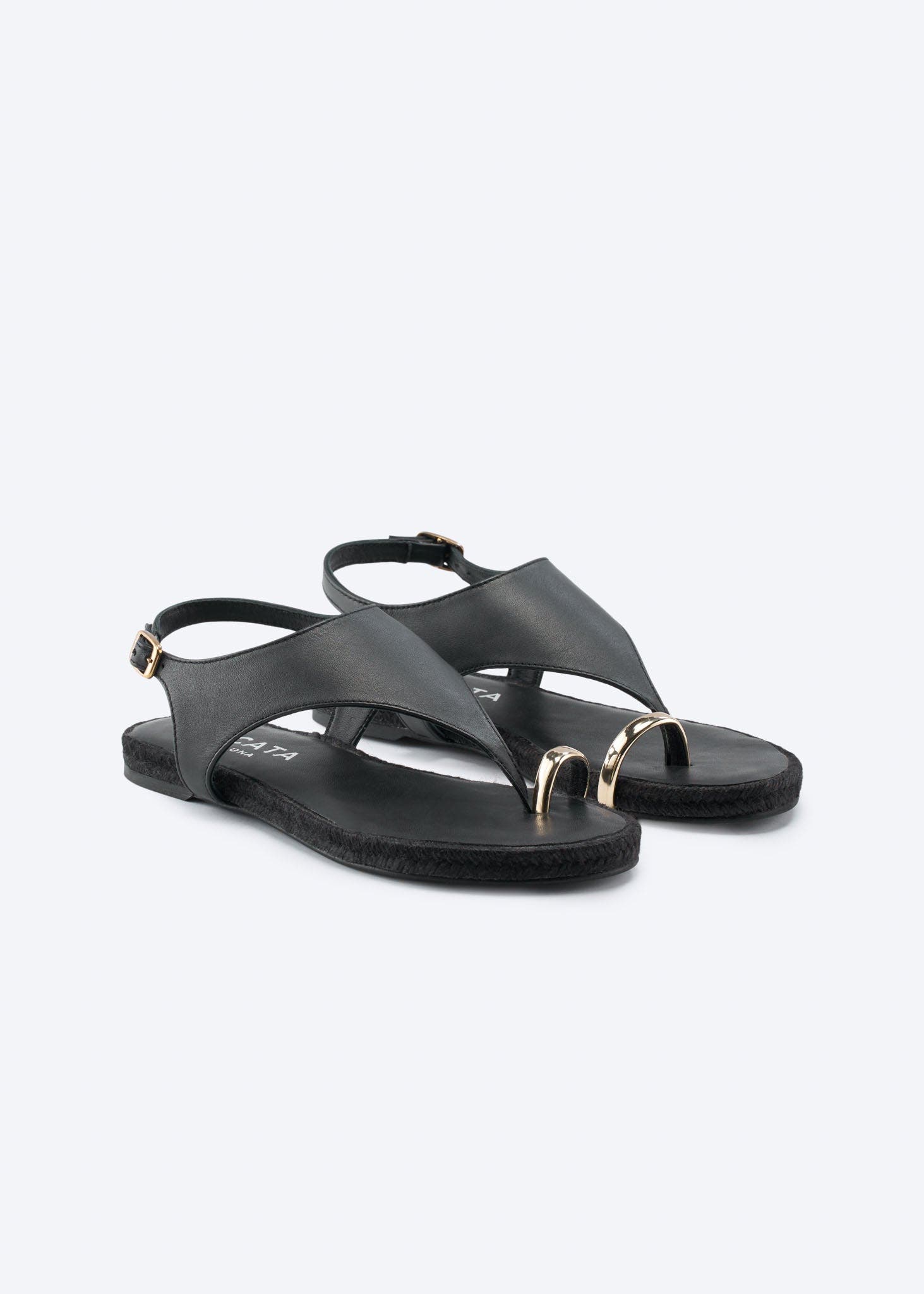 VISCATA Delmar Leather Sandal Flats, Alternate, color, Black