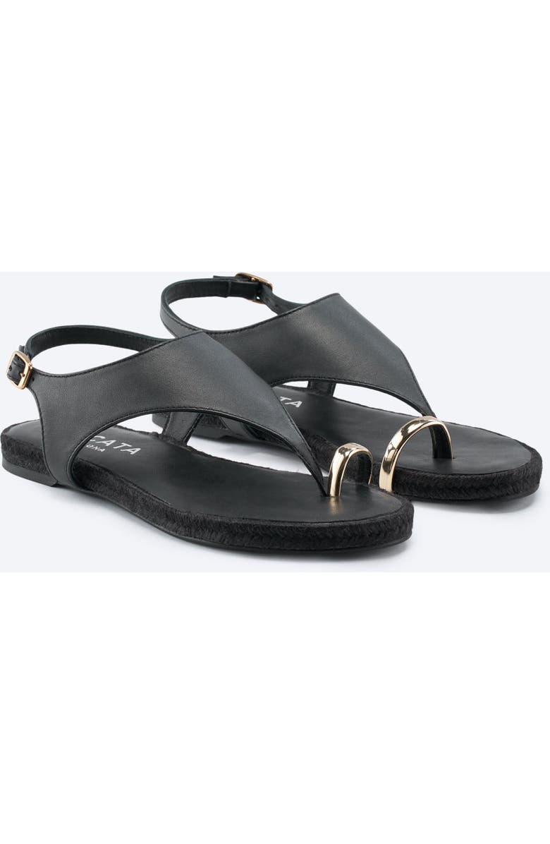 VISCATA Delmar Leather Sandal Flats, Alternate, color, Black