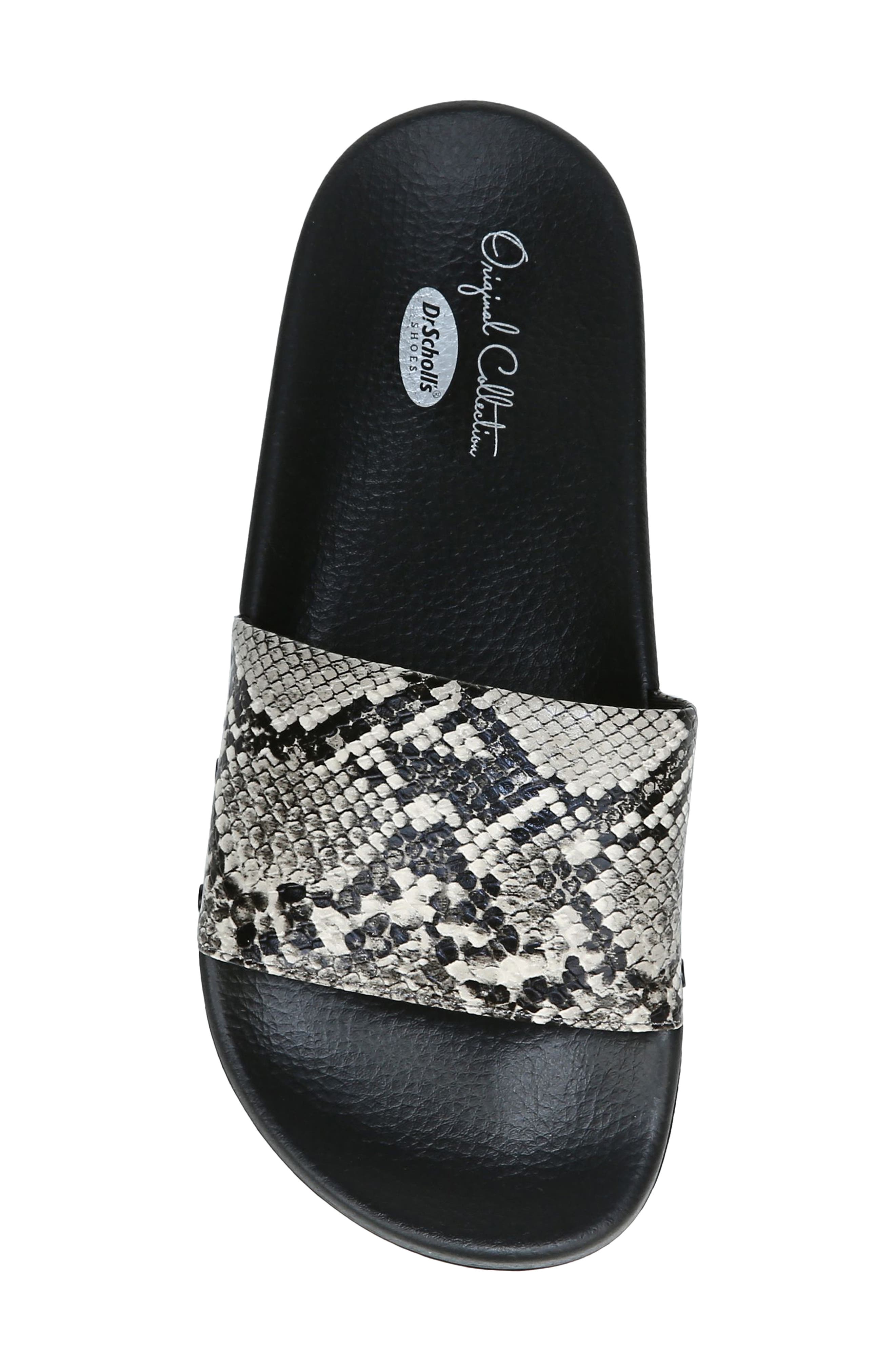 Pisces Slide Sandal, Alternate, color, BLACK/ WHITE LEATHER