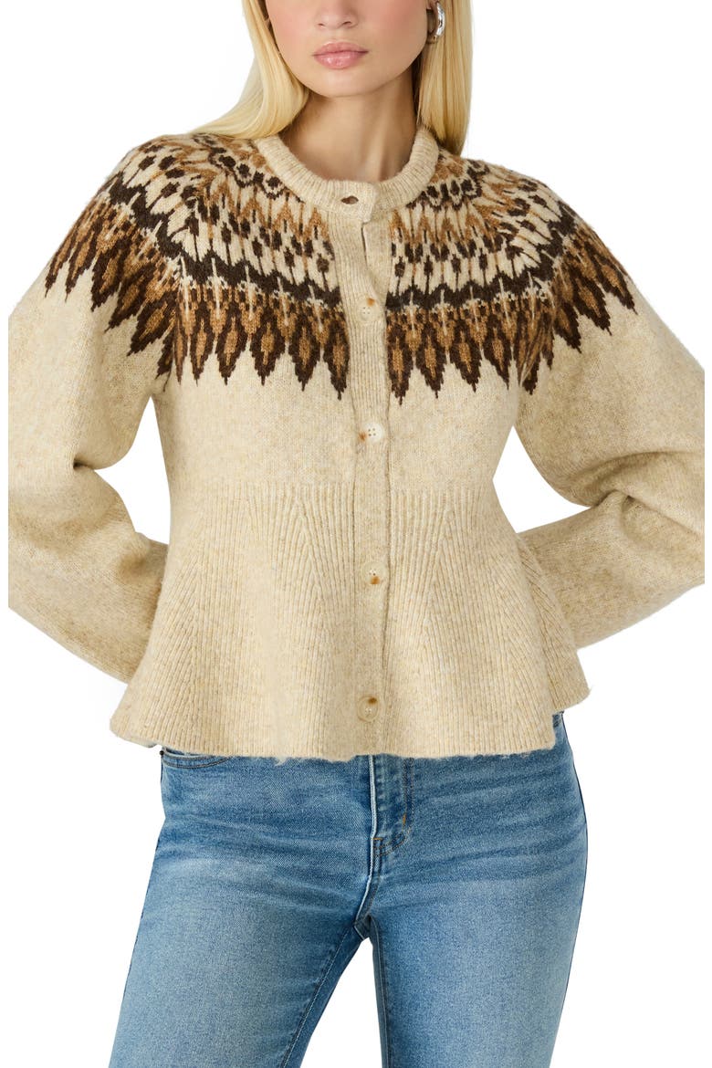 Kyndra Fair Isle Peplum Cardigan, Main, color, MULTI
